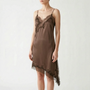 Asymmetric Lace Slip Dress -  Mable