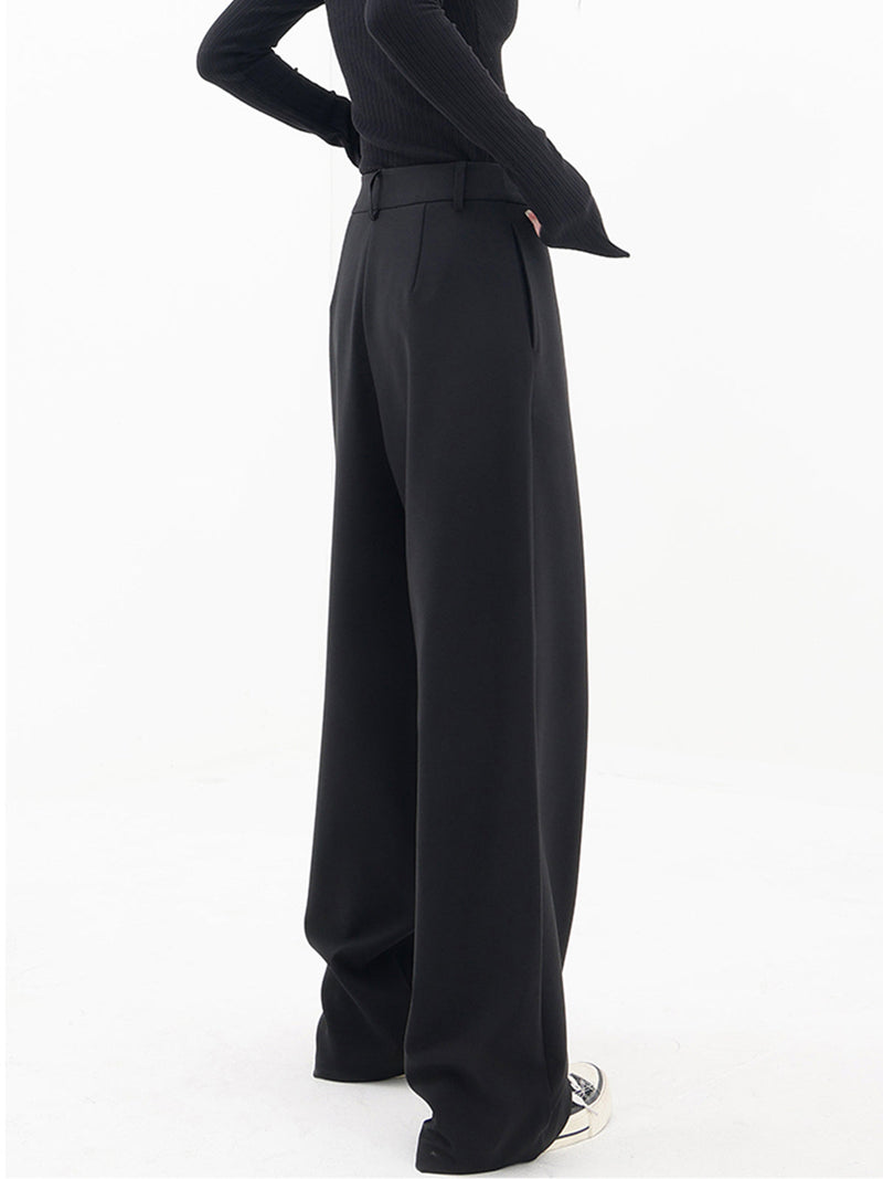 Asymmetrische weite Damenhose mit Doppelknopf – Noa
