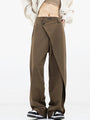 Asymmetrische weite Damenhose mit Doppelknopf – Noa