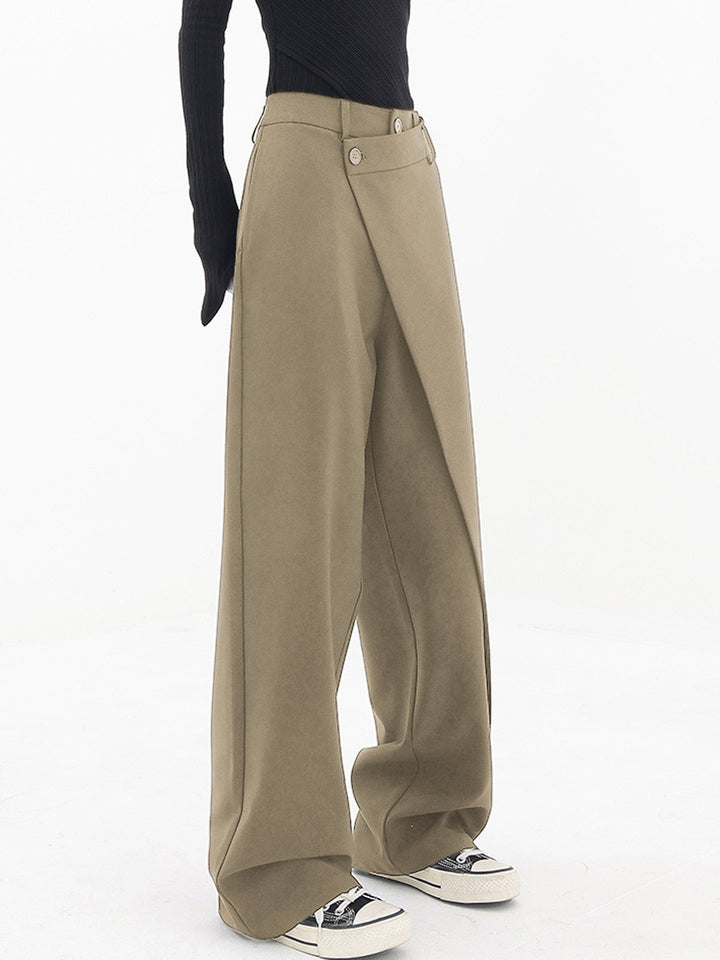 Asymmetrische weite Damenhose mit Doppelknopf – Noa