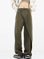 Asymmetrische weite Damenhose mit Doppelknopf – Noa