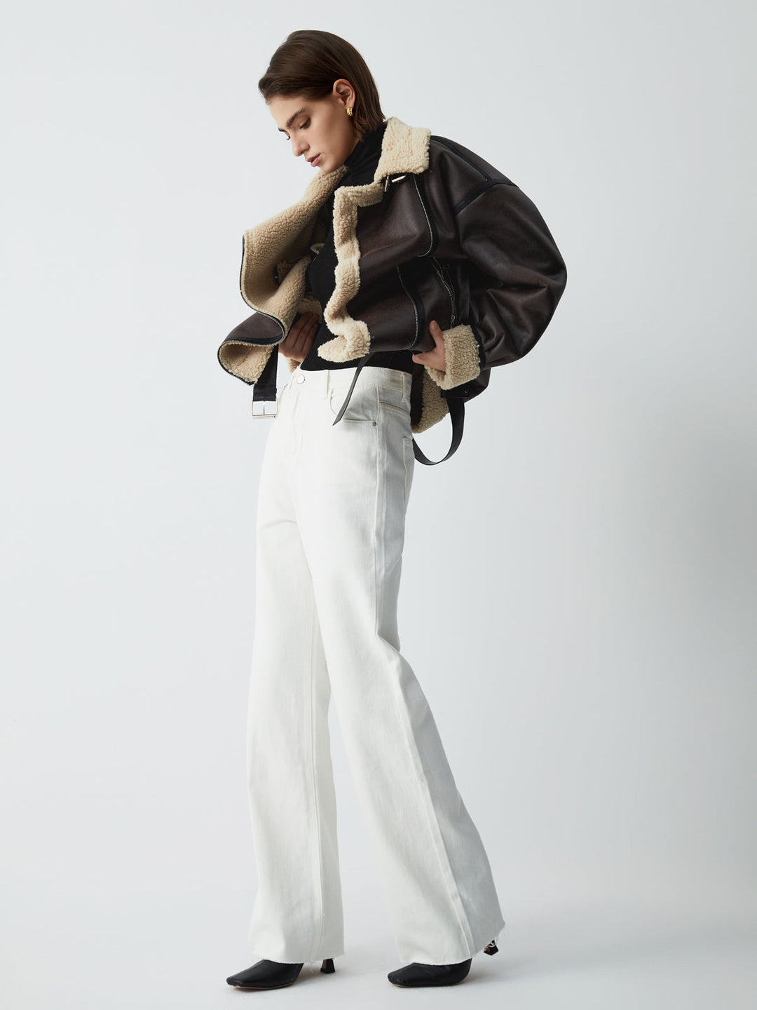 Braune Leder-Fliegerjacke für Damen - Mila