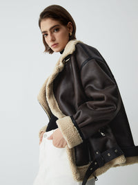 Braune Leder-Fliegerjacke für Damen - Mila