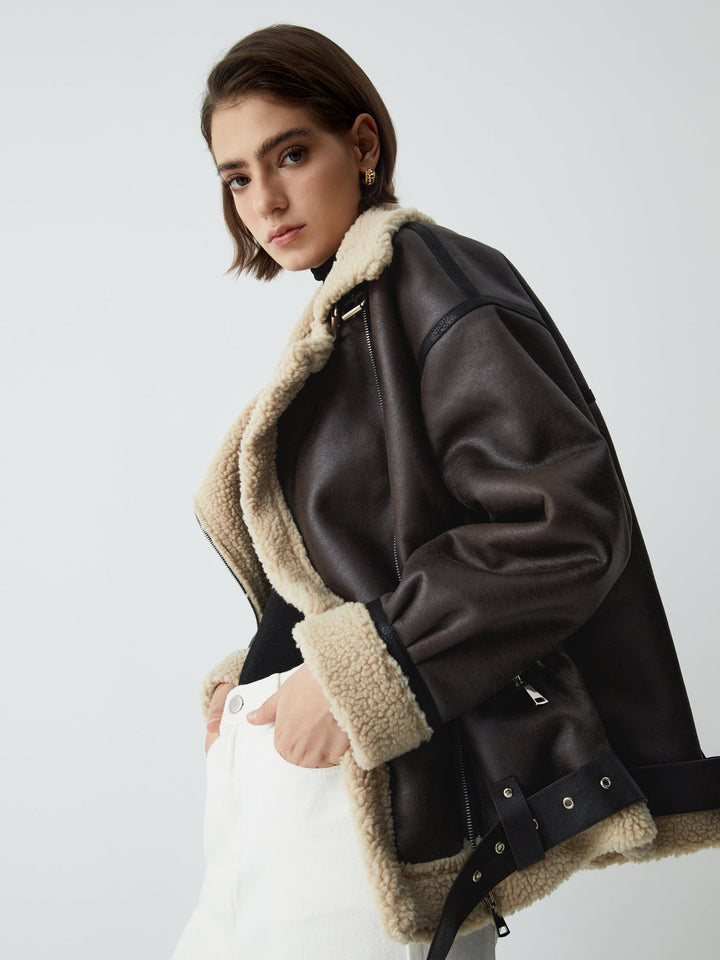 Braune Leder-Fliegerjacke für Damen - Mila