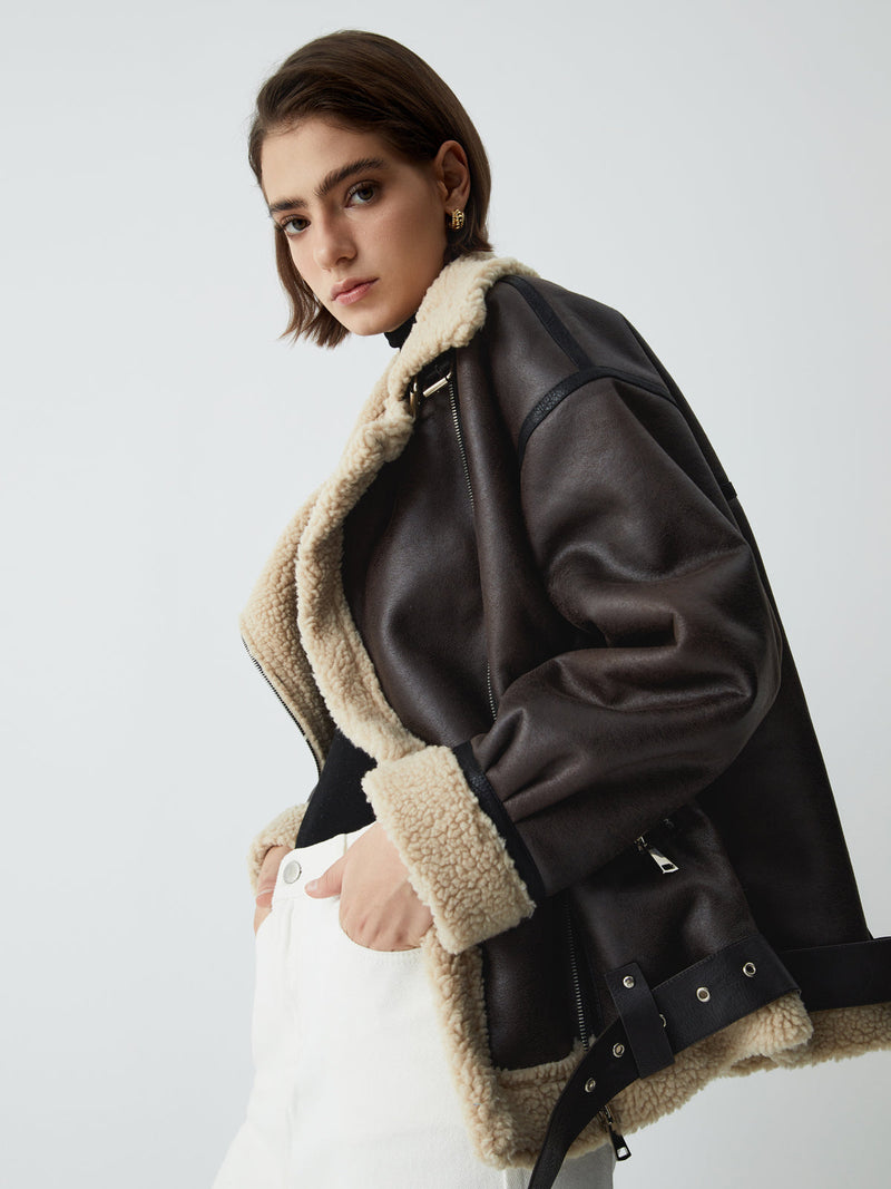 Braune Leder-Fliegerjacke für Damen - Mila