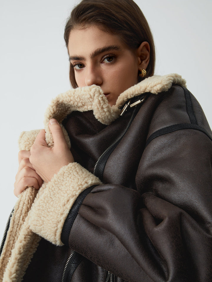 Braune Leder-Fliegerjacke für Damen - Mila