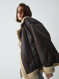 Braune Leder-Fliegerjacke für Damen - Mila