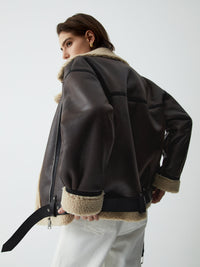 Braune Leder-Fliegerjacke für Damen - Mila