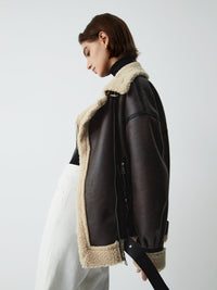 Braune Leder-Fliegerjacke für Damen - Mila