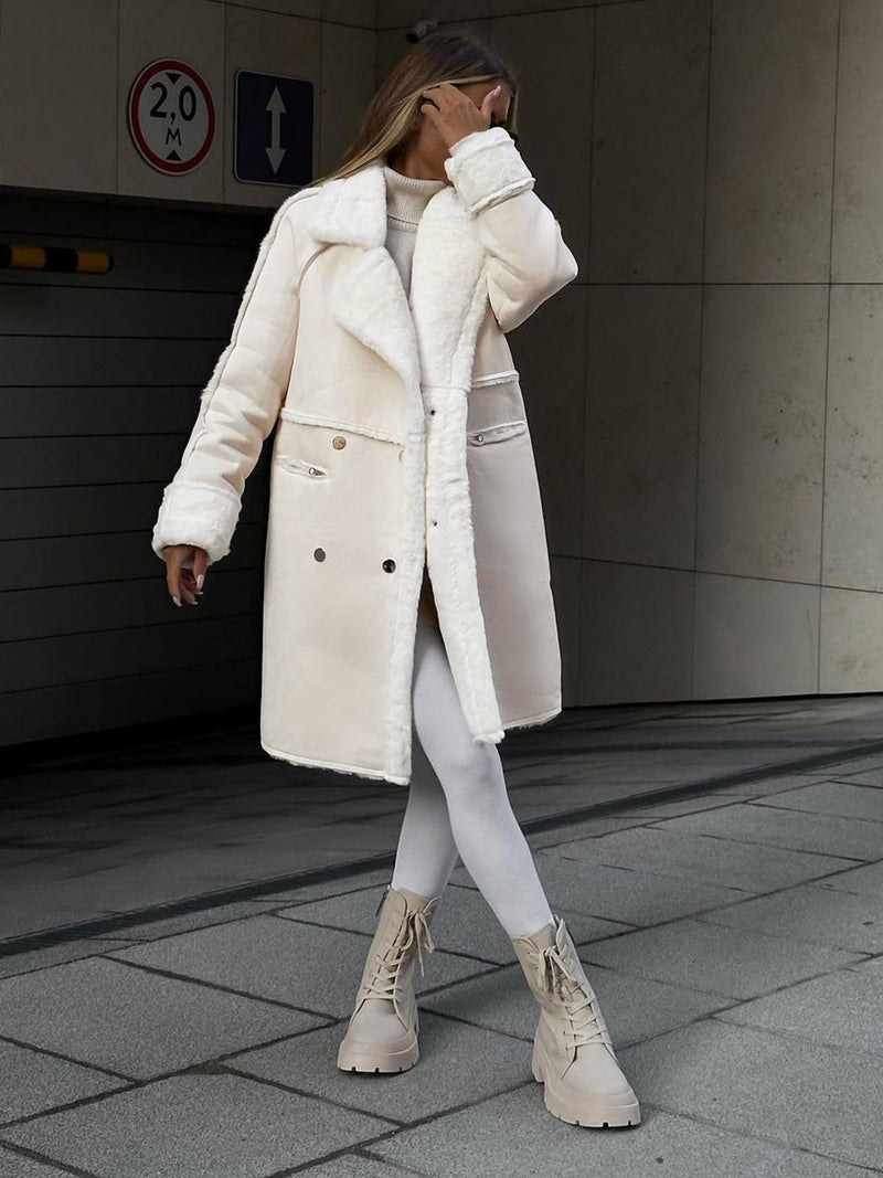 Stilvolle lange Polar-Fleece-Damenjacke - Ava