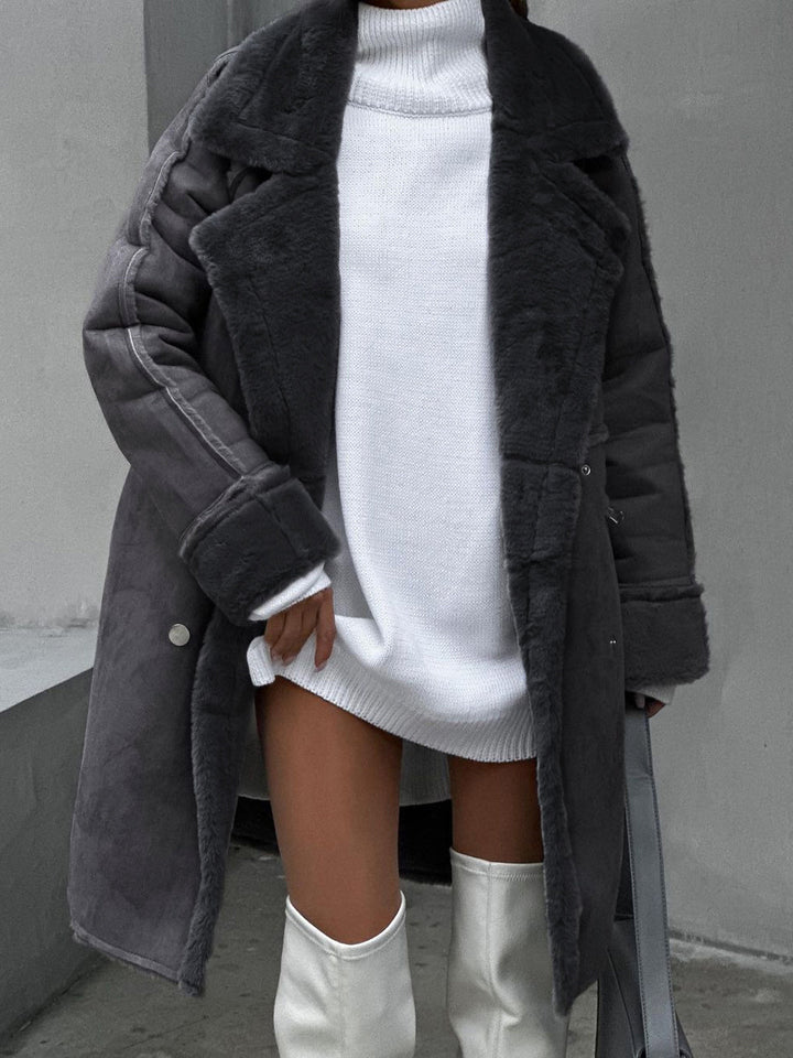 Stilvolle lange Polar-Fleece-Damenjacke - Ava