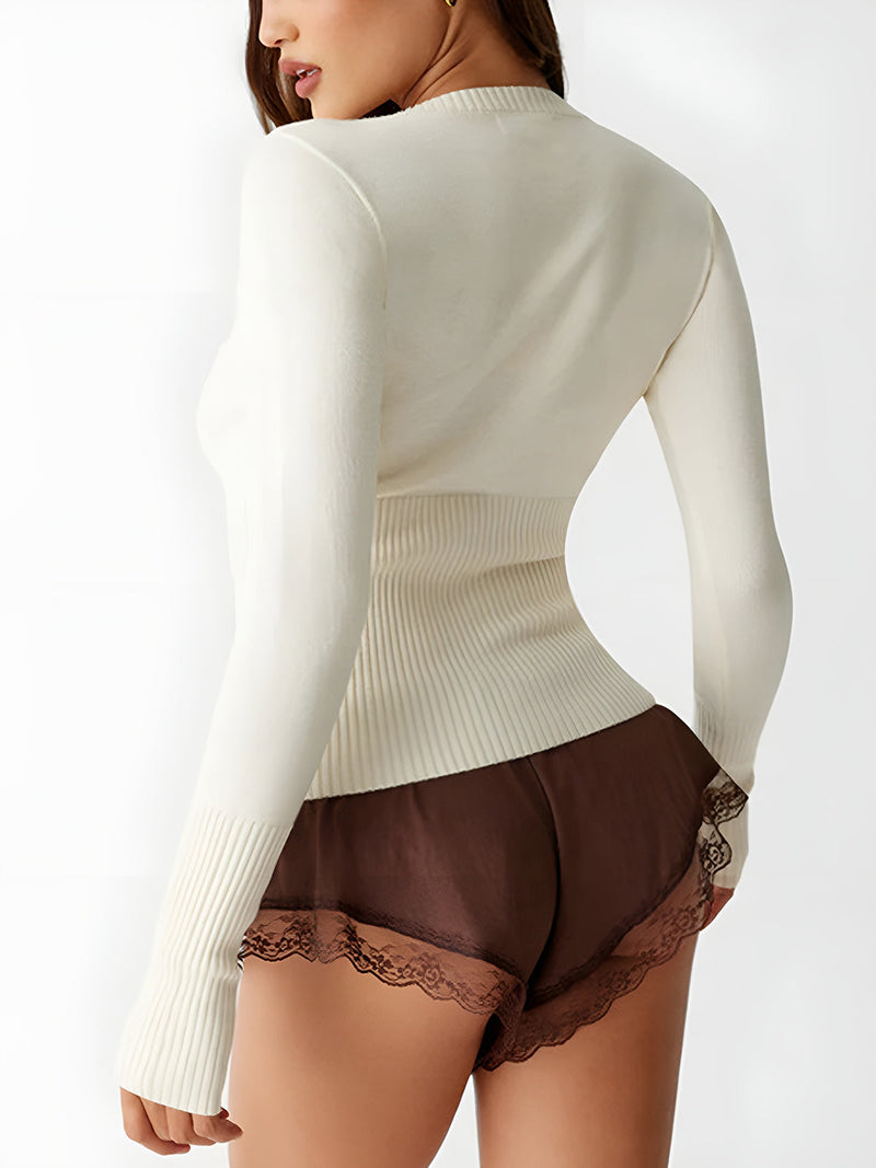 Lässiges Gestricktes Damen-Shirt - Elodie