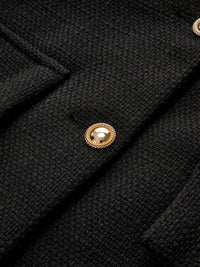 Schwarzer Tweed-Blazer mit Goldknöpfen - Camille