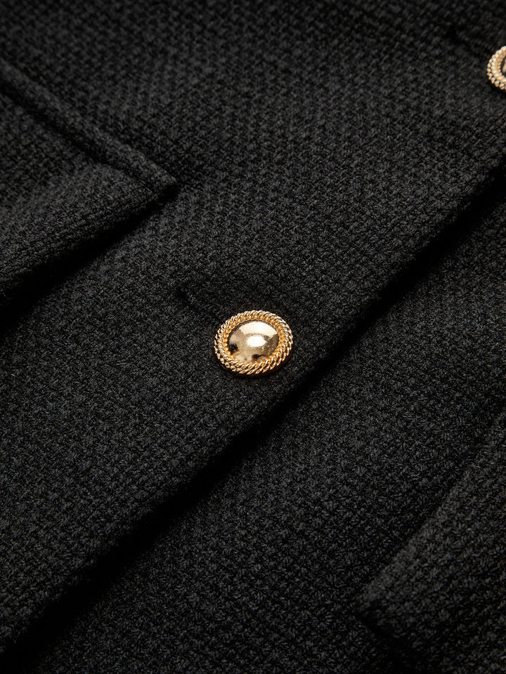 Schwarzer Tweed-Blazer mit Goldknöpfen - Camille