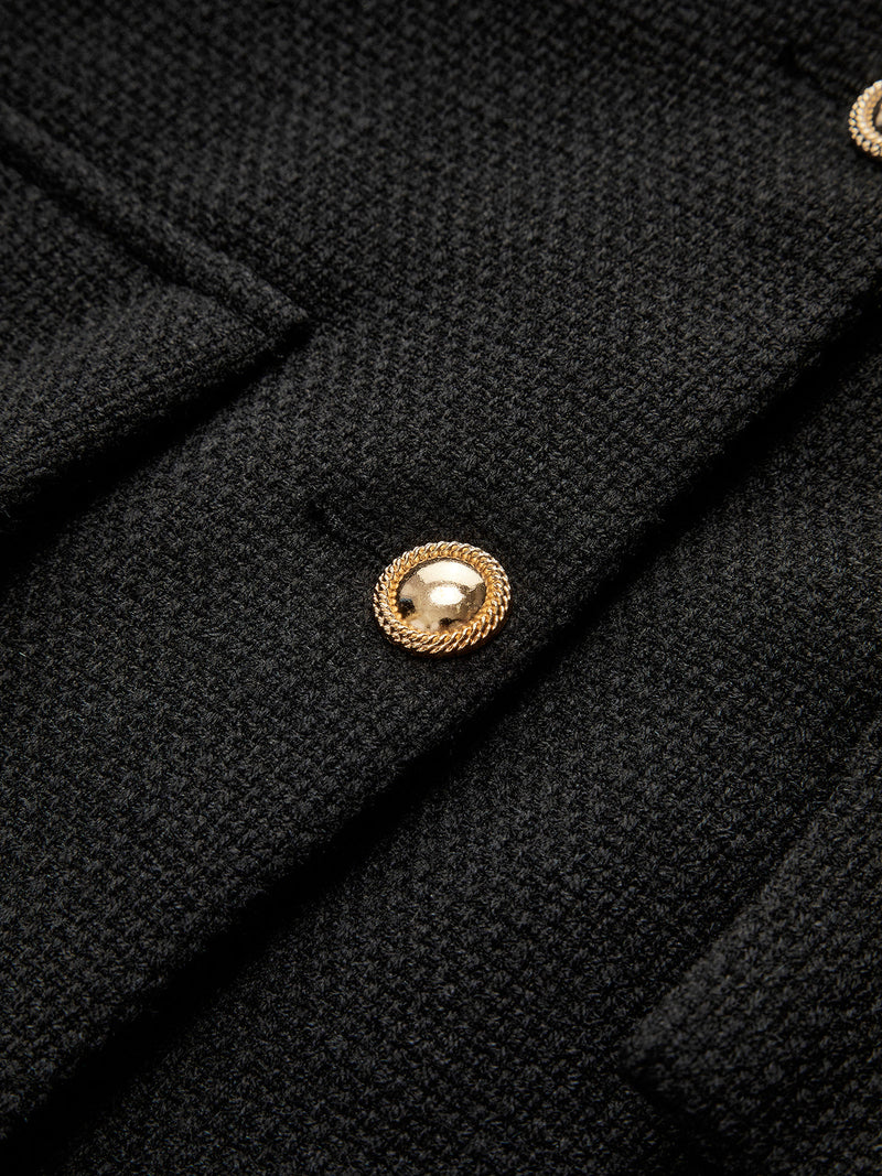 Schwarzer Tweed-Blazer mit Goldknöpfen - Camille