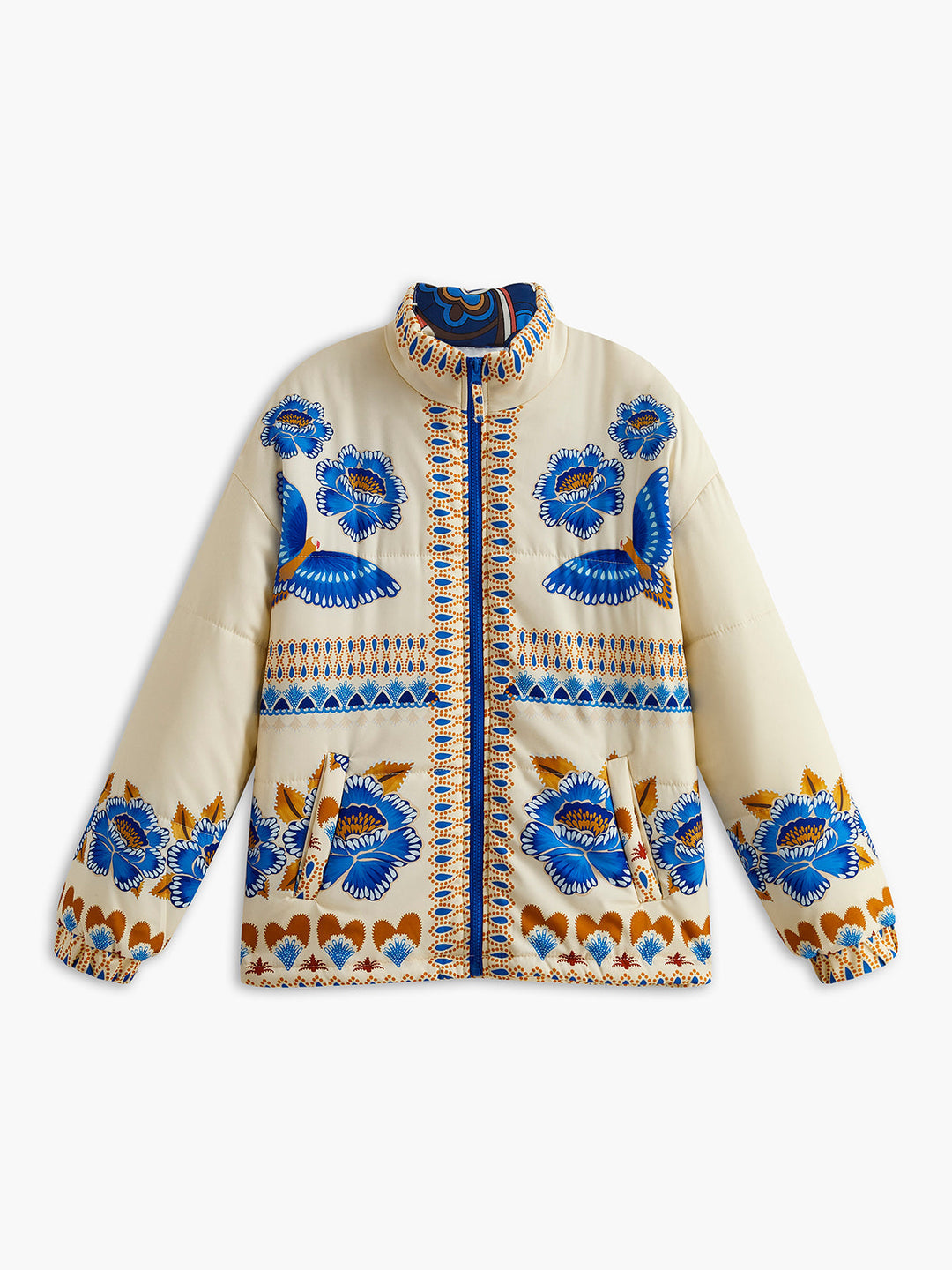 Boho Wintermantel mit Print und Reißverschluss - Zahara