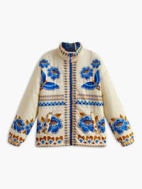 Boho Wintermantel mit Print und Reißverschluss - Zahara