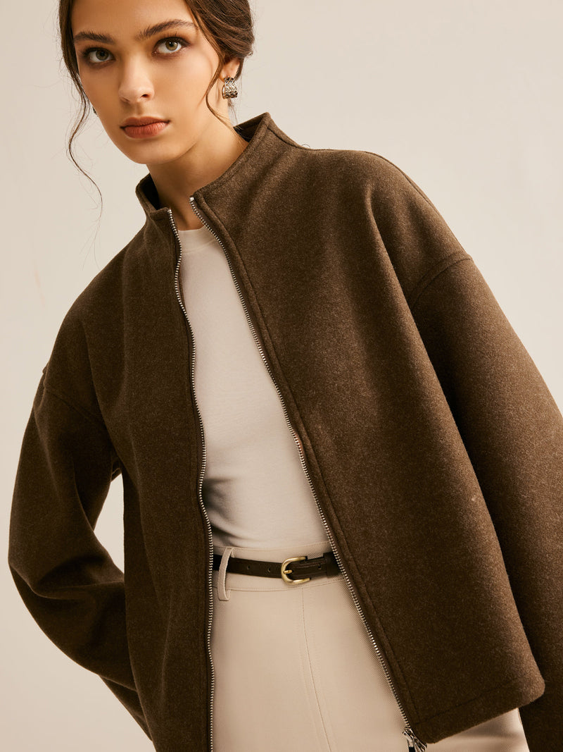 Braune Reißverschluss-Jacke für Damen - Elena