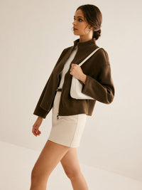 Braune Reißverschluss-Jacke für Damen - Elena