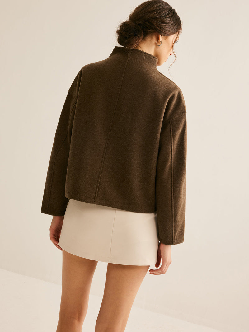 Braune Reißverschluss-Jacke für Damen - Elena