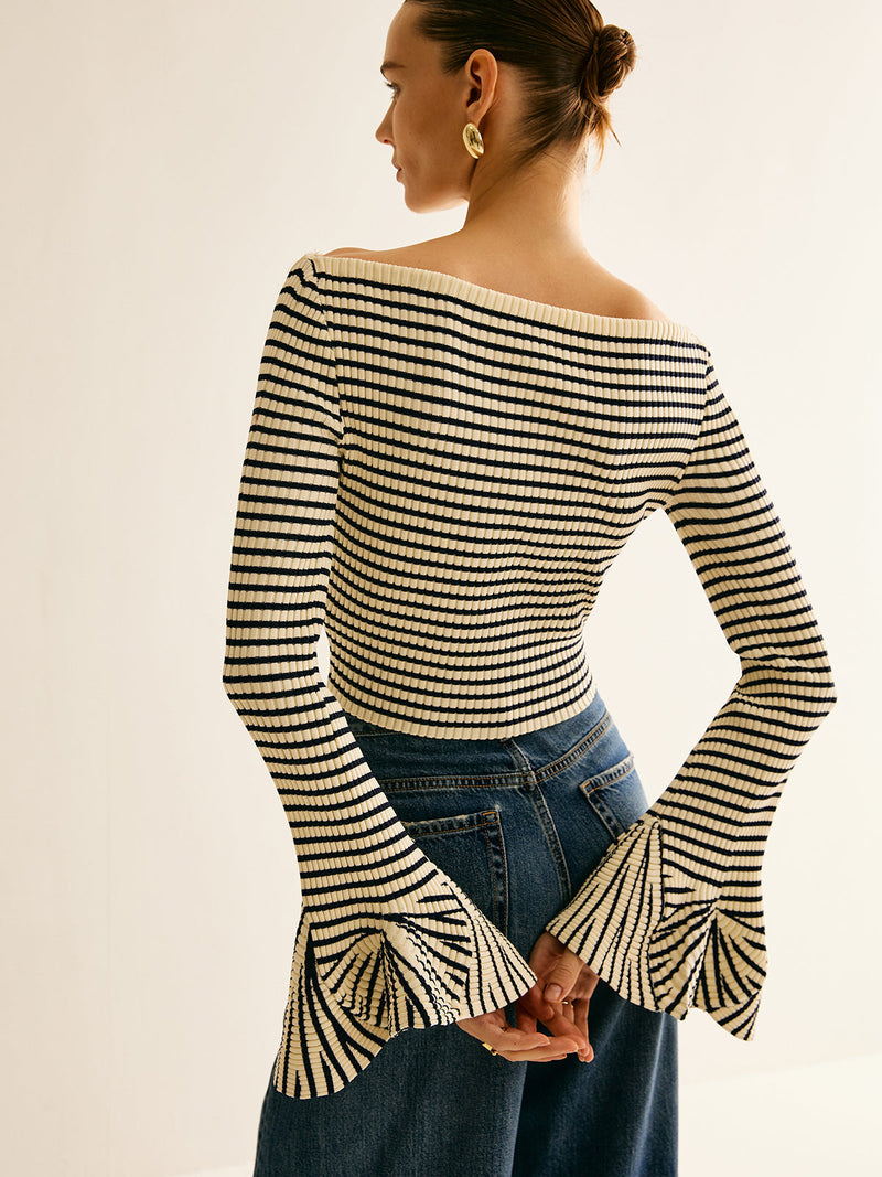 Cold-Shoulder Gestreiftes Shirt für Damen - Selene