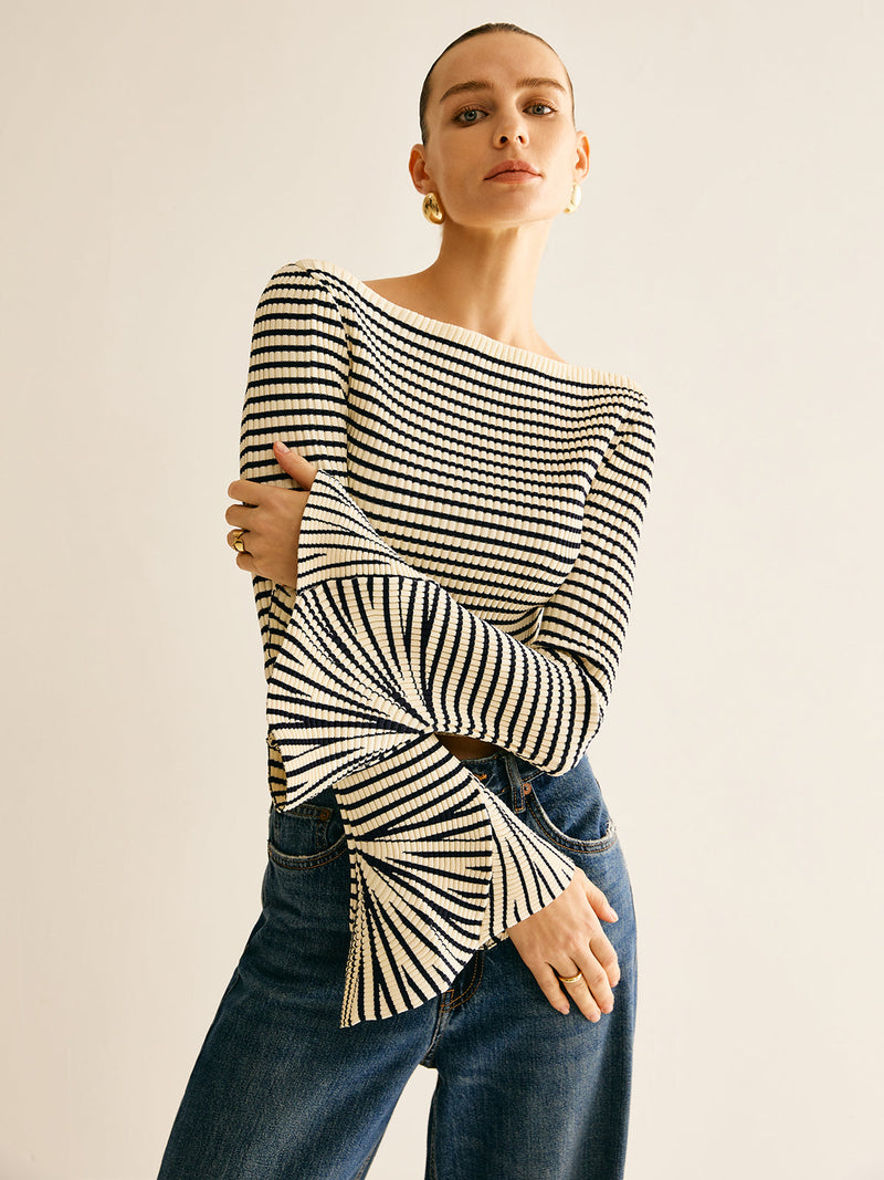 Cold-Shoulder Gestreiftes Shirt für Damen - Selene