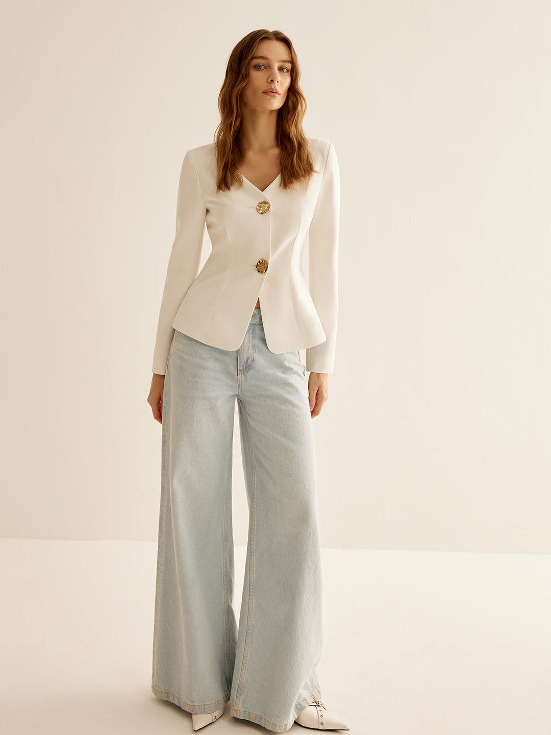 Weißer Slimfit Damen-Blazer - Clara