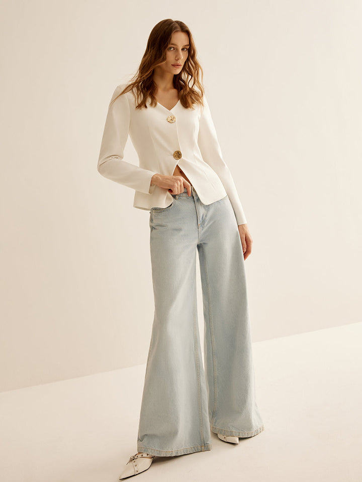 Weißer Slimfit Damen-Blazer - Clara