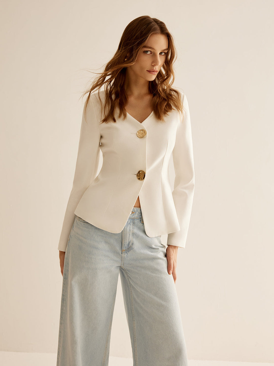 Weißer Slimfit Damen-Blazer - Clara