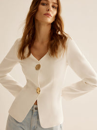 Weißer Slimfit Damen-Blazer - Clara