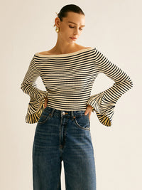 Cold-Shoulder Gestreiftes Shirt für Damen - Selene