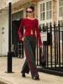 Trendige Kreidestreifen High-Waist-Hose - Liora
