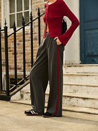 Trendige Kreidestreifen High-Waist-Hose - Liora
