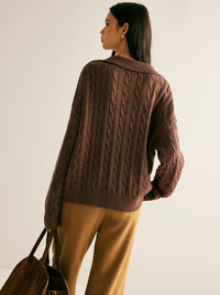 Brauner Pullover mit V-Ausschnitt für Damen - Sienna