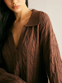 Brauner Pullover mit V-Ausschnitt für Damen - Sienna
