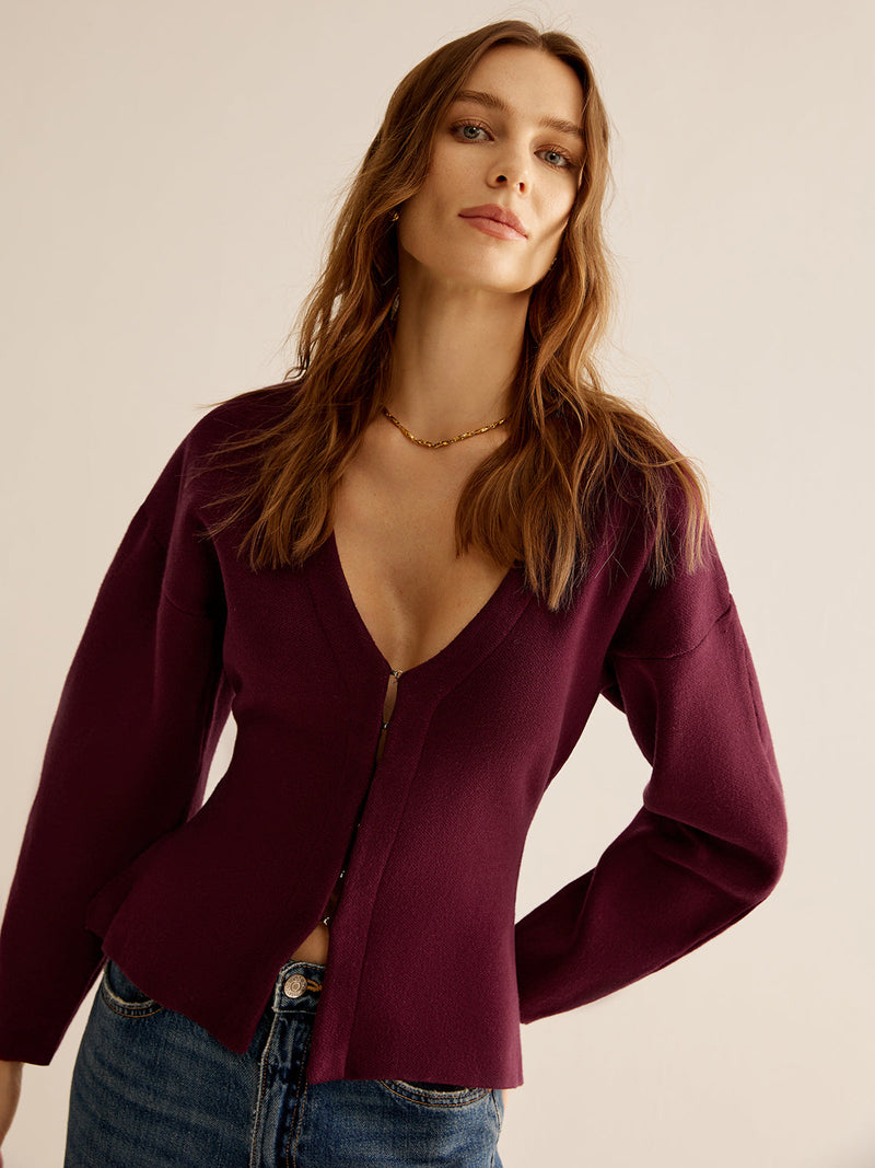 Pullover mit V-Ausschnitt für Damen - Celeste