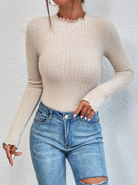 Beiger Gerippter Body für Damen - Liora