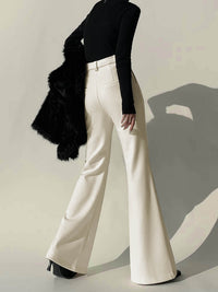 Weiße High-Waist-Hose mit weitem Bein für Damen - Amara