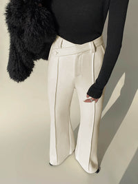 Weiße High-Waist-Hose mit weitem Bein für Damen - Amara