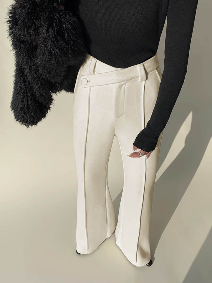 Weiße High-Waist-Hose mit weitem Bein für Damen - Amara