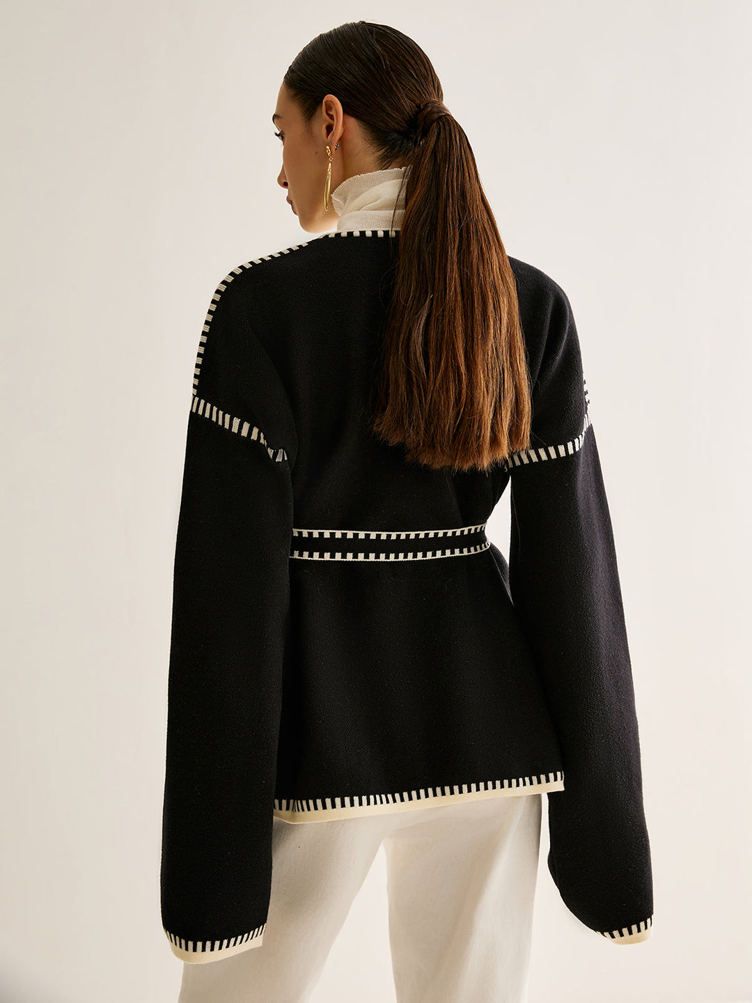 Gebundene Strickjacke mit Gürtel für Damen - Celine