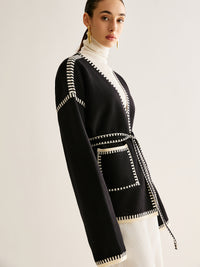 Gebundene Strickjacke mit Gürtel für Damen - Celine