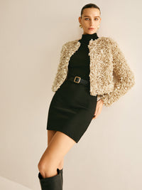 Beiger Blazer mit Rundhalsausschnitt für Damen - Olivia