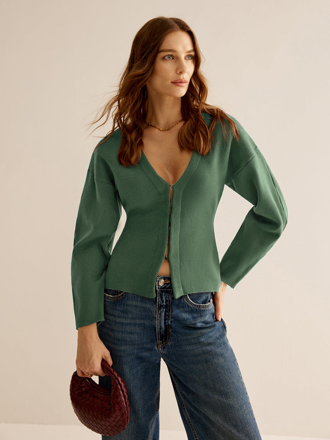 Pullover mit V-Ausschnitt für Damen - Celeste