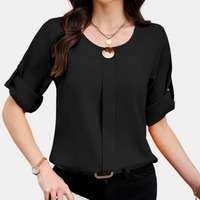 Luftige Schwarze Faltenbluse für Damen - Amira
