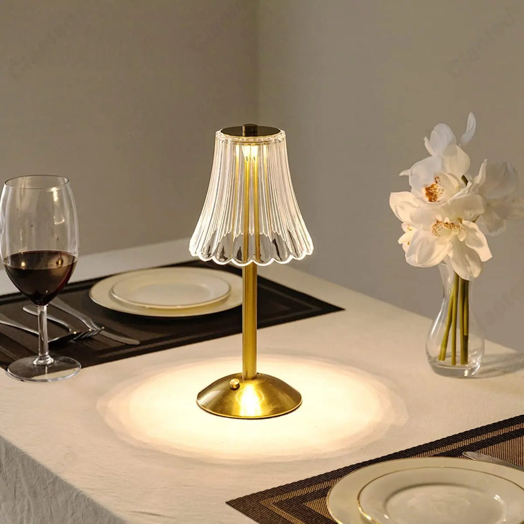 Kabellose Tischlampe mit Kristalldekor und Dimmbarer Beleuchtung - GlamLight