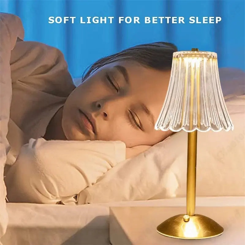 Kabellose Tischlampe mit Kristalldekor und Dimmbarer Beleuchtung - GlamLight
