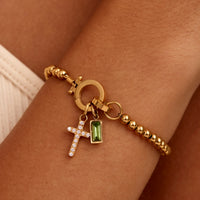 Nova Bead Birthstone Bracelet with Cross Charm 1