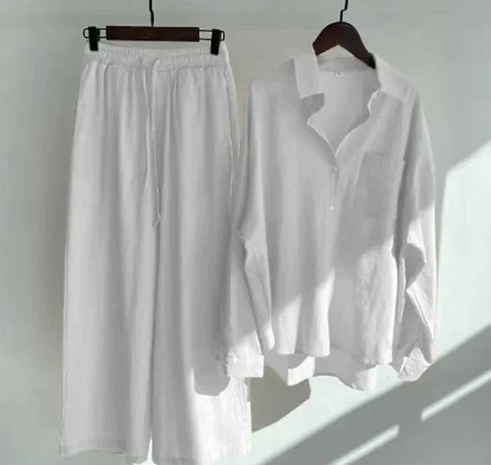 Luftiges zweiteiliges Sommeroutfit aus Leinen – Geneve