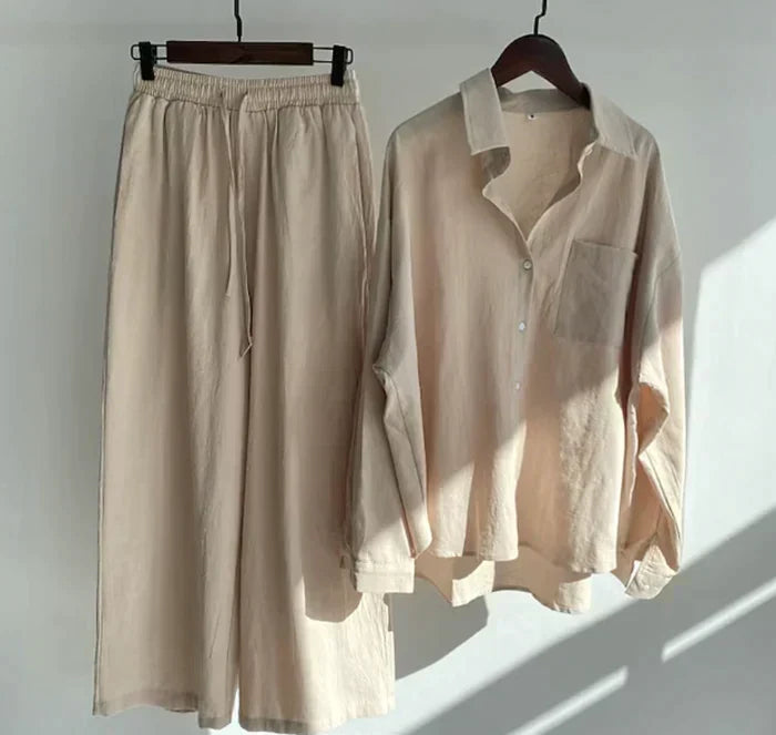 Luftiges zweiteiliges Sommeroutfit aus Leinen – Geneve